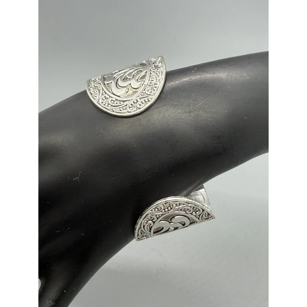 Premier Designs Silver‎ Tone Floral Filigree Scroll Wide Cuff Bracelet Sz 7